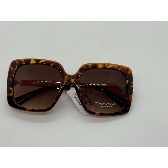 Tahari TH933 TS Oversize Butterfly Sunglasses Gold Brown Tortoise Gradient Lens main image 16